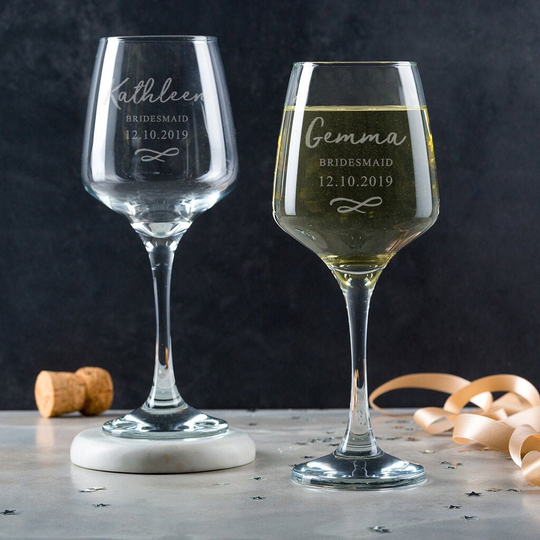 Personalised Bridesmaid Wine Goblet - Personalized Wedding Gifts Engraved 400Ml Brides Maid Glass