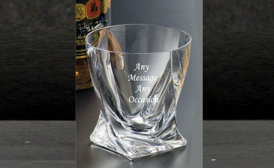 Personalised Engraved Crystal Square Whiskey Tumbler Glass Fancy Fathers Day Birthday Best Man Usher Stag Party
