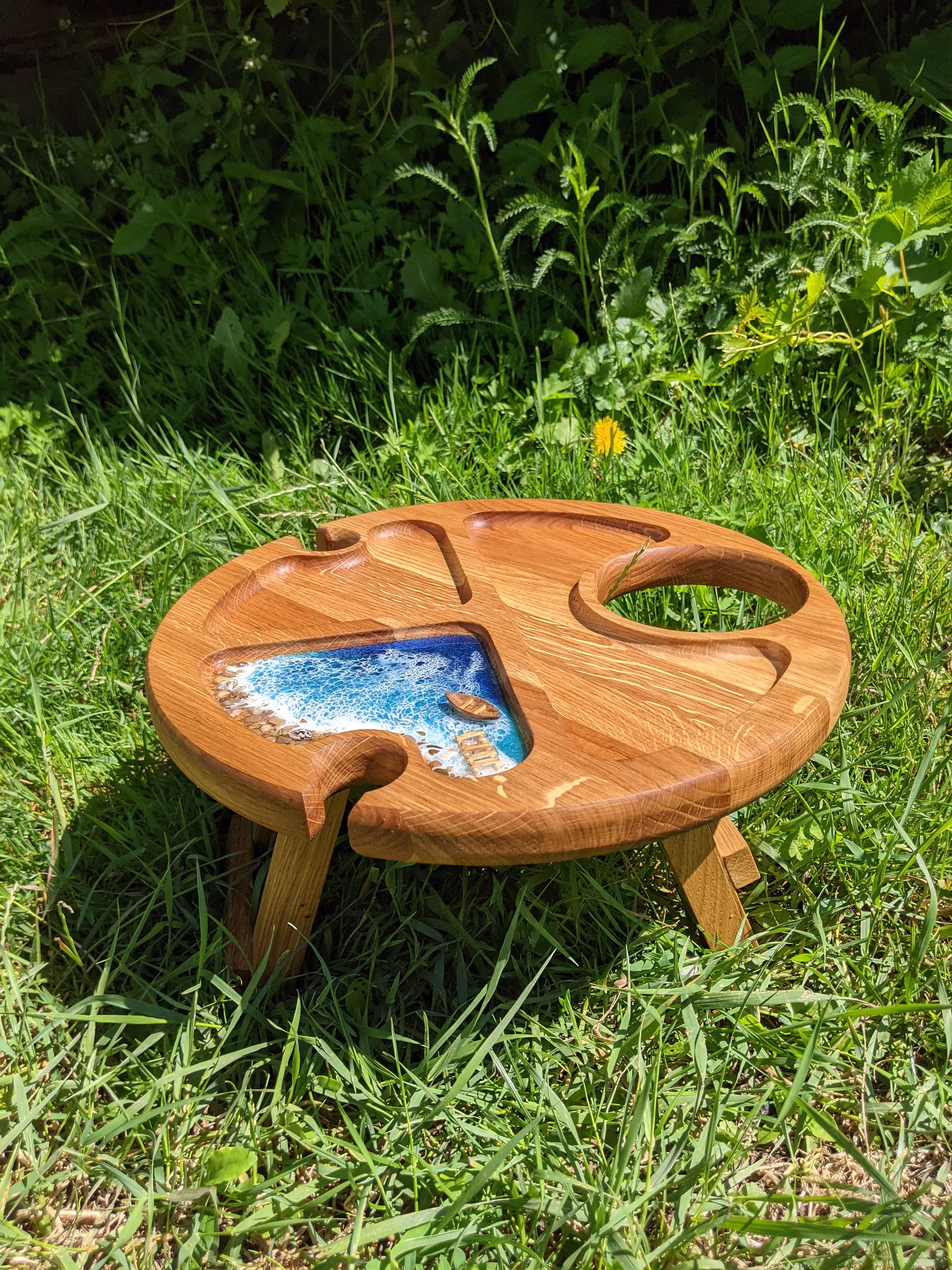 Outdoor Wine Table, Table For Picnic, Folding Portable Glasses & Bottle