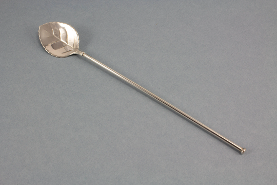 Silver Long Drink Spoon With Straw, Noble Cocktail Spoon, 835 Silver, Handle