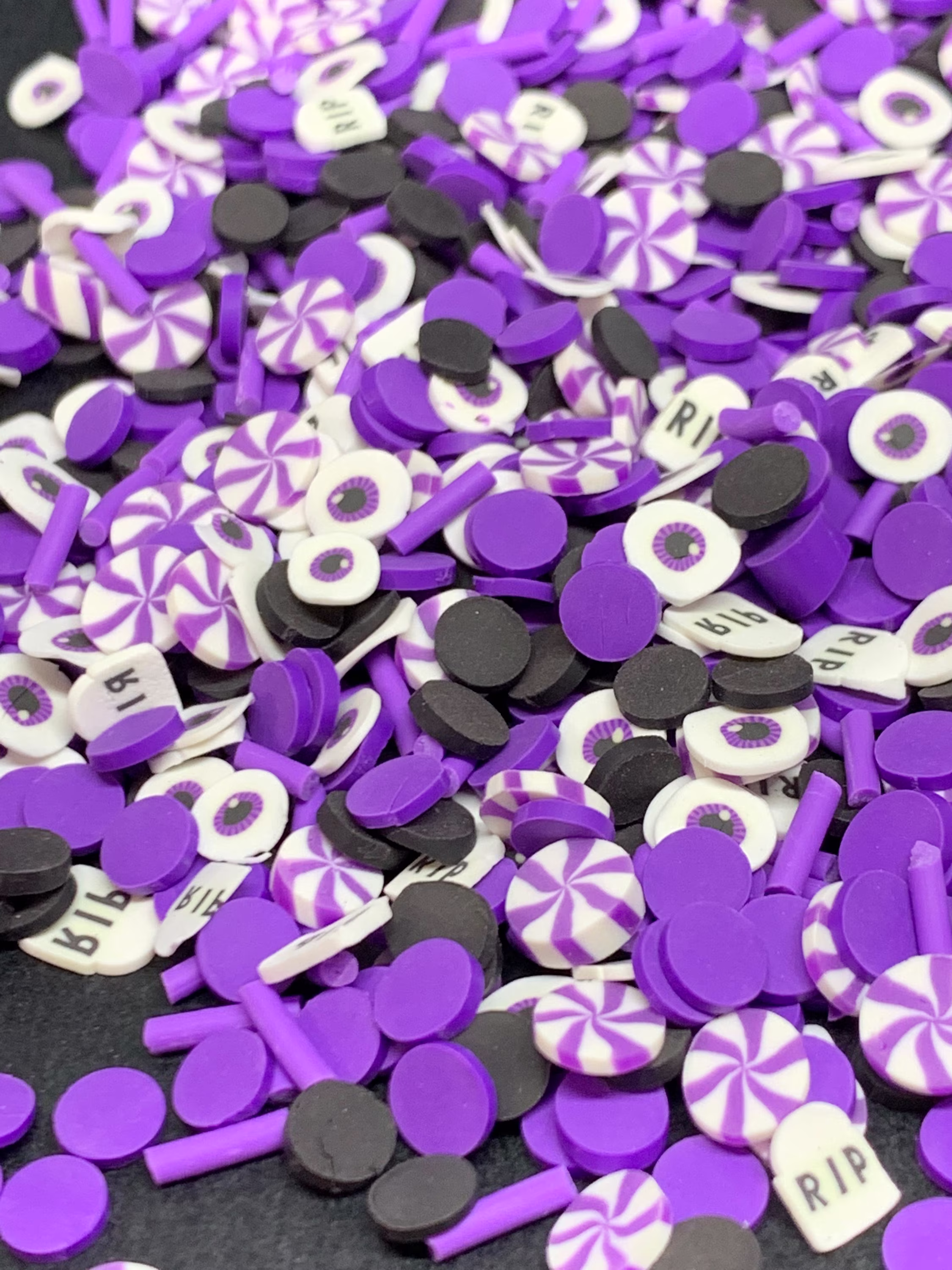 Fake Sprinkles, Halloween Clay Halloween, Purple Slime Decoden, Kawaii Sprinkles