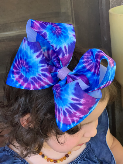 Large 6 Inch Tie Dye Bow One Of A Kind Boho Updo Birthday Ribbon Shaker Folk Hair Accessories Moño Toddler Child Girls