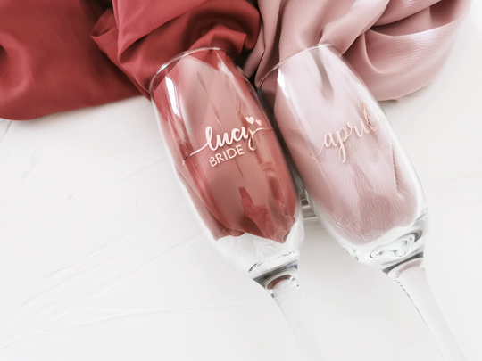Personalised Champagne Flute Glass With Decal Name & Title