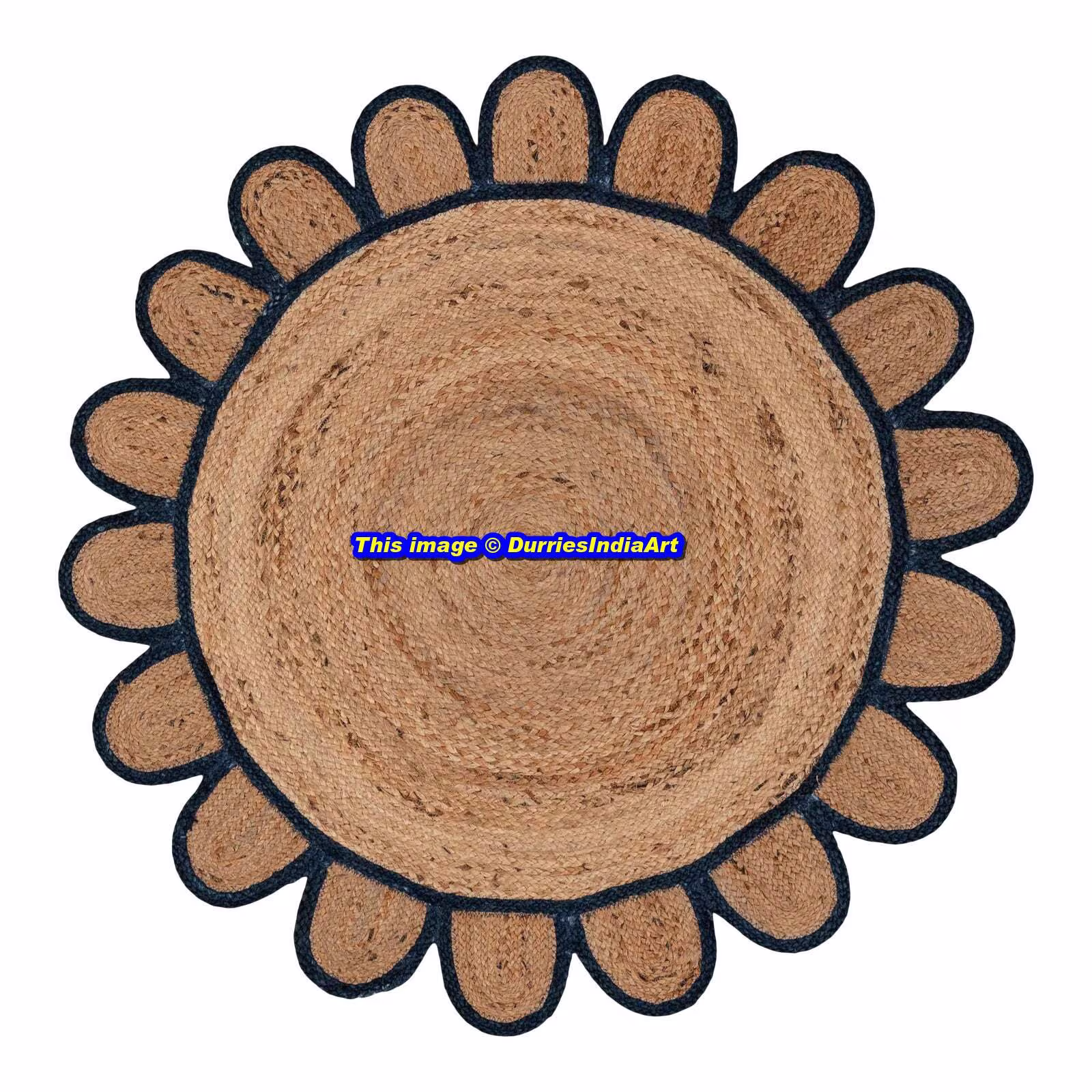 Scalloped Jute Rug Indian Braided Rug Handmade Jute Rug, Eco Runner, Ribbed Solid Rugs Beautiful Floor