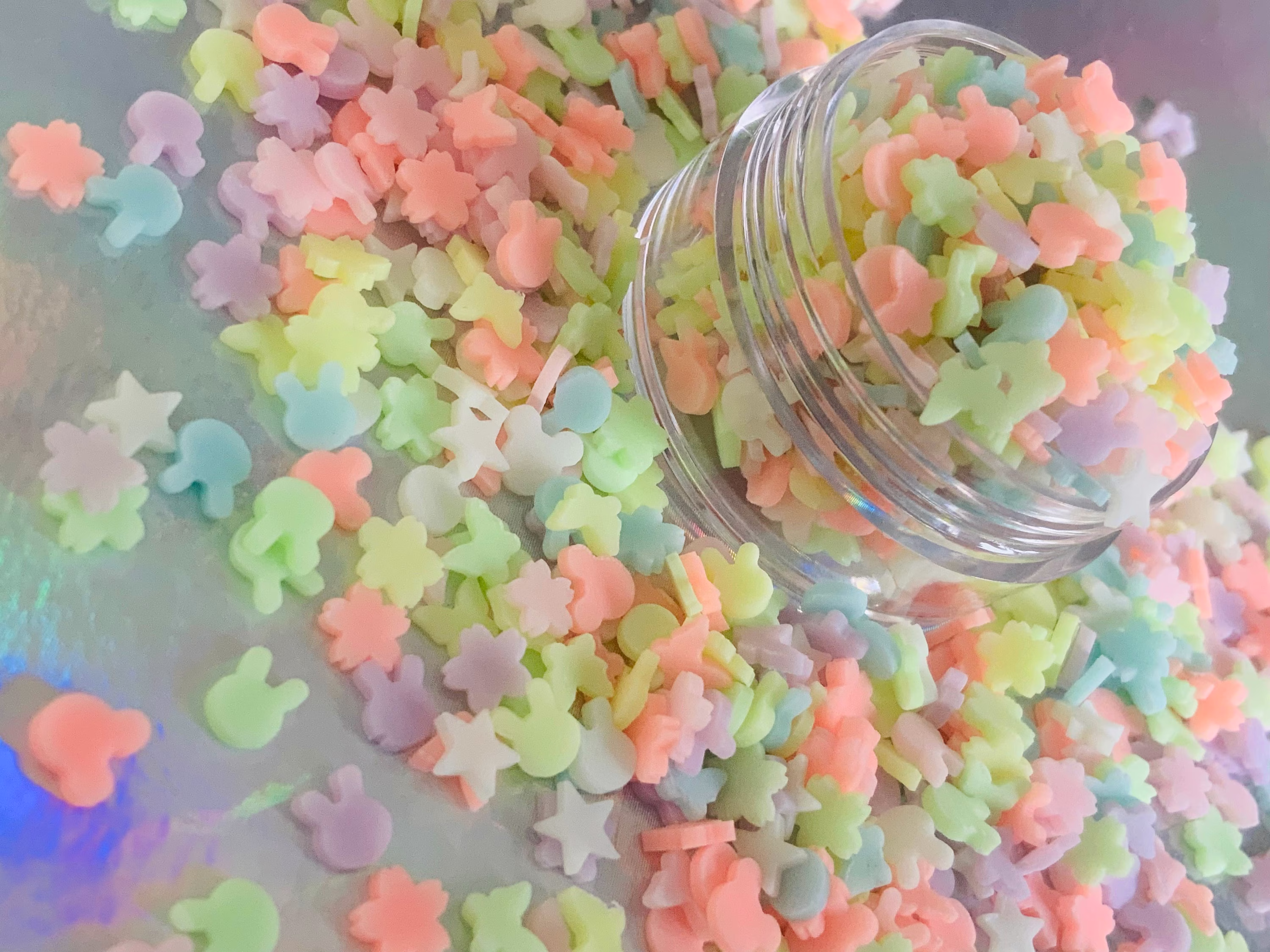Glow in The Dark Clay Mix , Mouse Butterfly Star Resin Accessories Fimo Sprinkles Shaker Filler