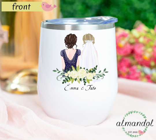 Custom Bridesmaid Tumbler, Wedding Wine Personalized Maid Of Honor Gift, Gift