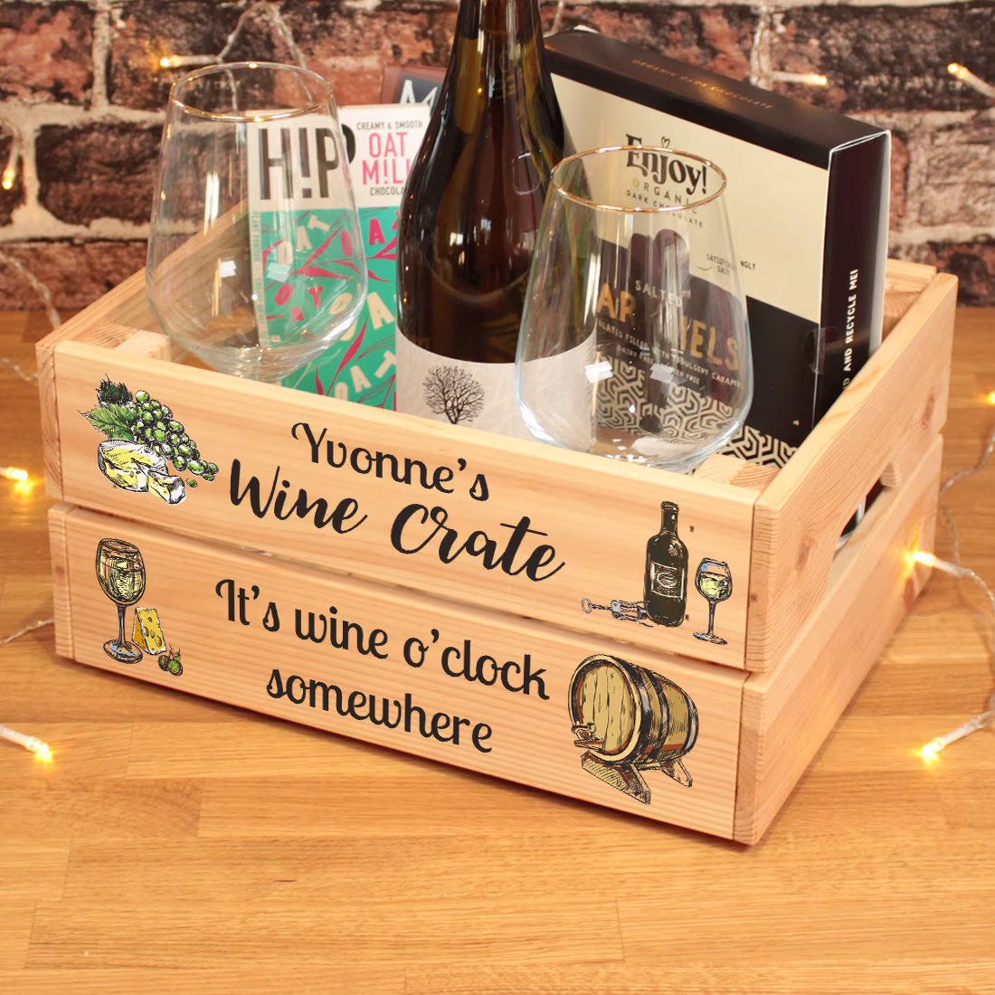 Personalised White Wine Treat Hamper Gift Crate