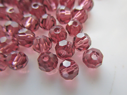 72 Rosé Wine Luster Electroplated Glass Beads, 4mm Faceted Round