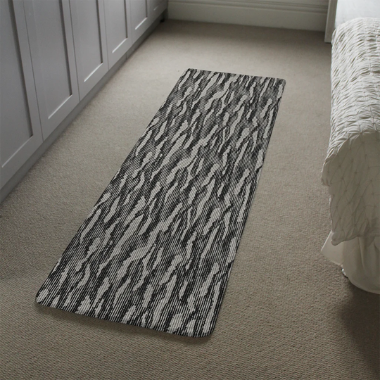 Knotts Grunged Designer Shaggy Black/Light Grey Rug