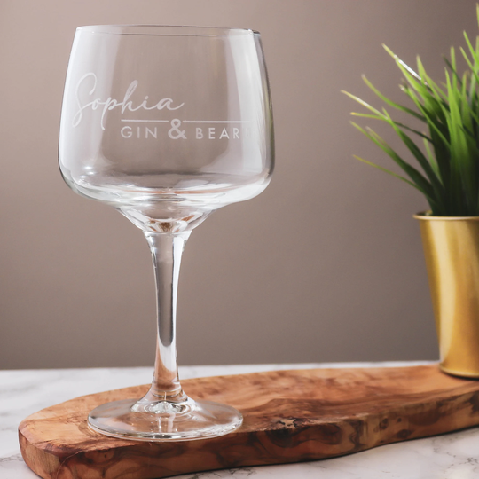 Personalised Gin Glass The & Bear It Is A Perfect Gift For Him Her Birthday Mother's Day Father's Or Christmas We Three Gins