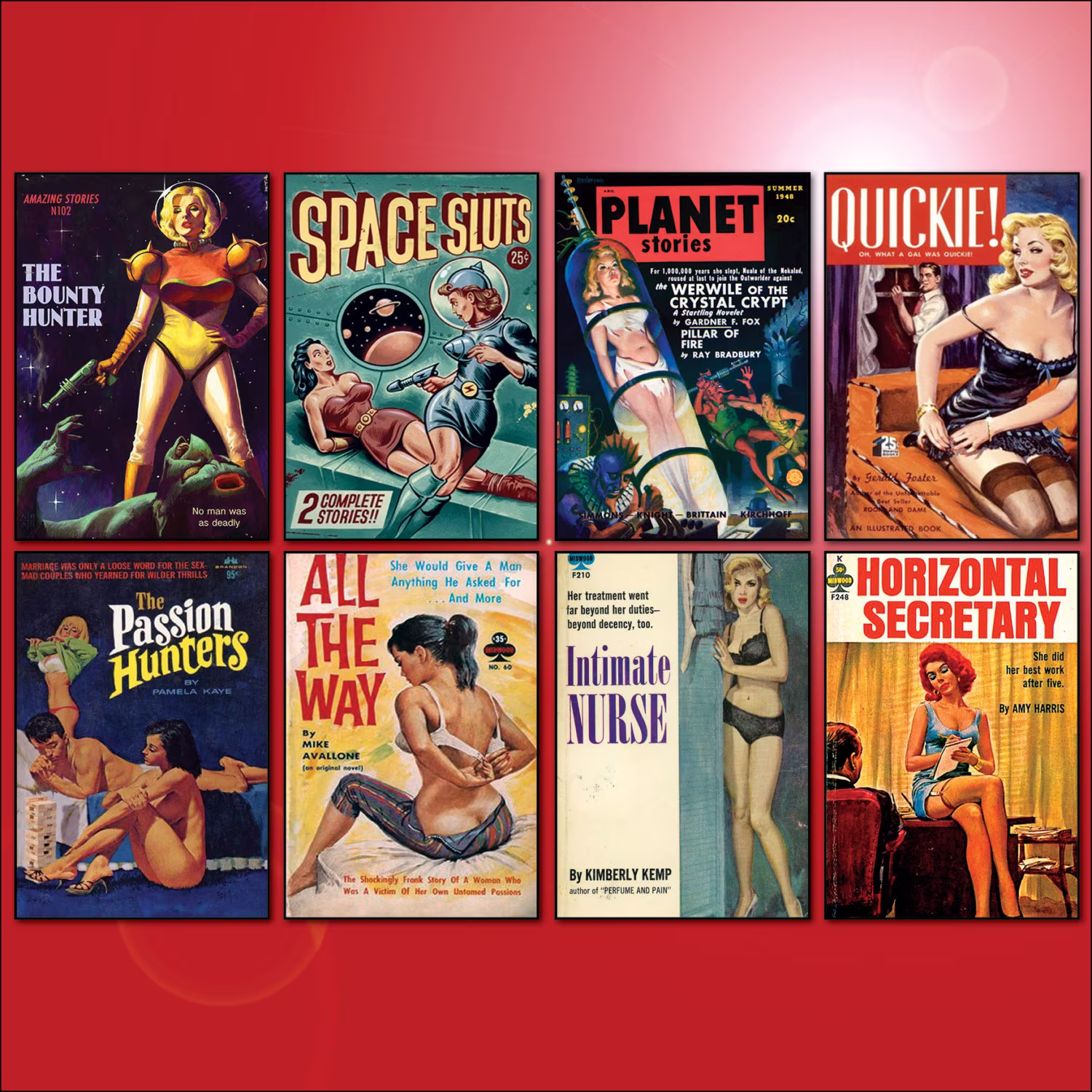 Pulp Fiction Novels Book Cover Fridge Magnets - Set Of 8 Large Fridge Magnets No.1
