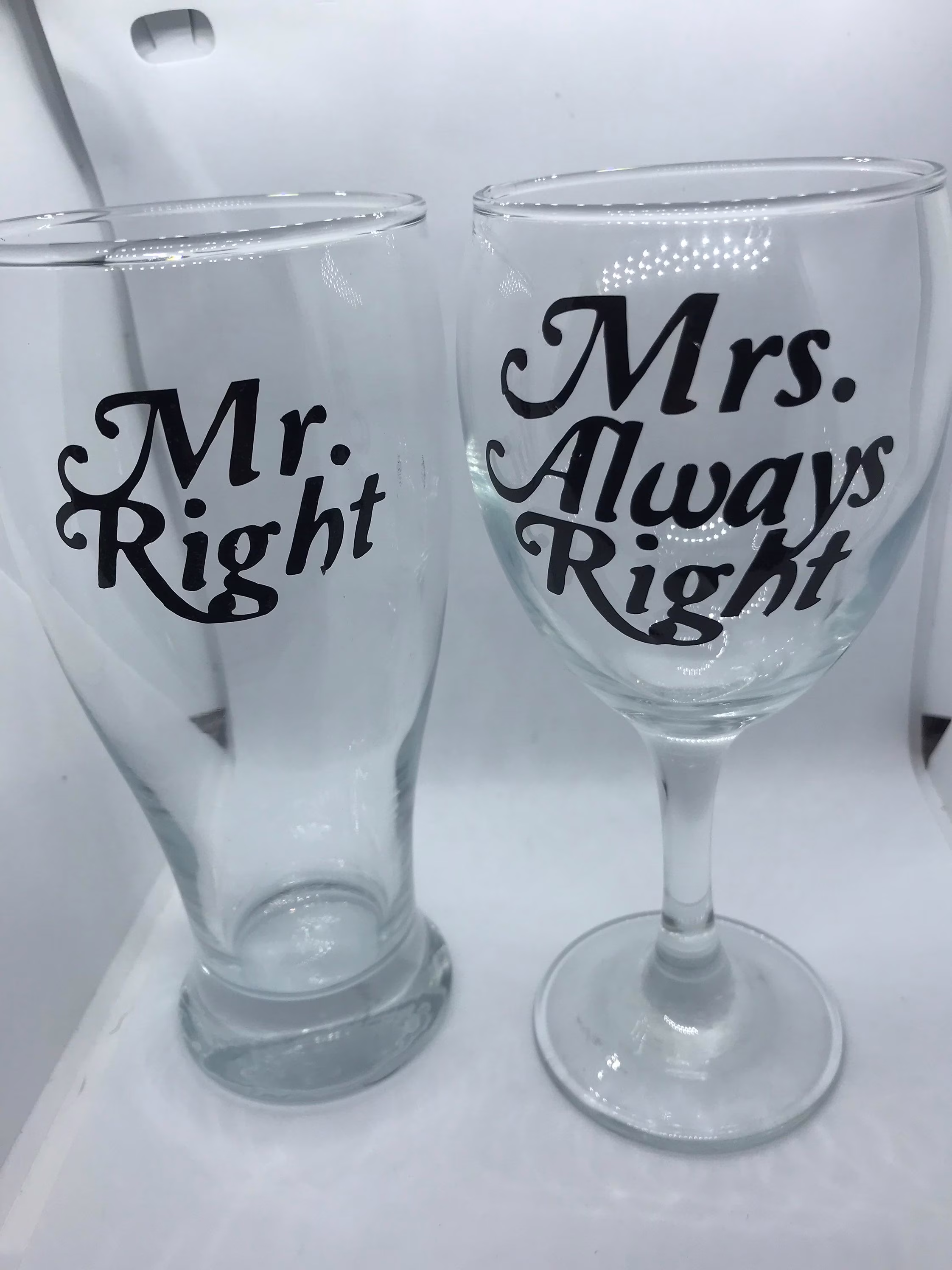 Mr & Mrs Matching Glass/Mugs Mr Right Always His Hers Funny Anniversary Gift Wedding Christmas Gifts