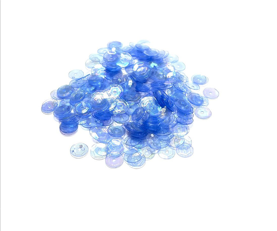 Transparent Iridescent Medium Cornflower Blue Sequins Multiple Sizes Available