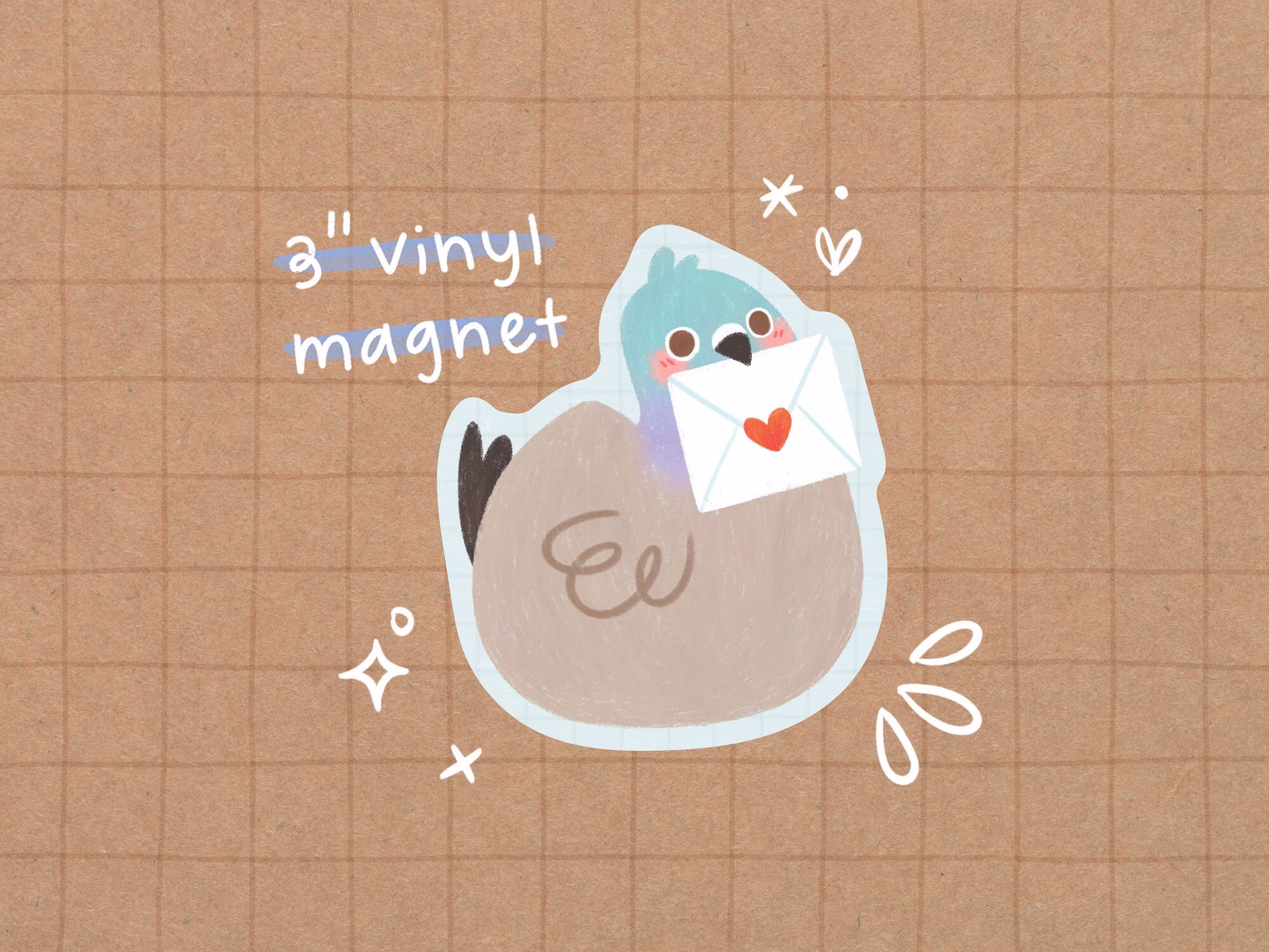 Pigeon Mail Vinyl Magnet | Kawaii - Cute Bird Stationery Waterproof Sticker Animal Pen Pal