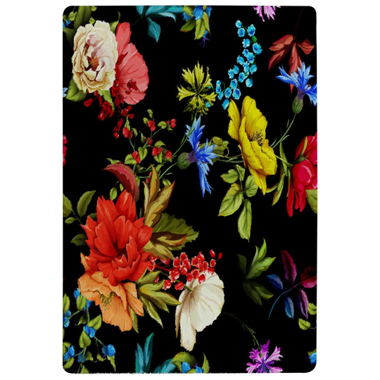 Myers Bright Vibrant Flowers Shaggy Black/Green/Red Rug
