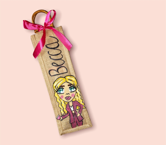 Personalised Jute Wine Bag Gin Prosecco Bottle Gift Anniversary Wedding Birthday Celebration