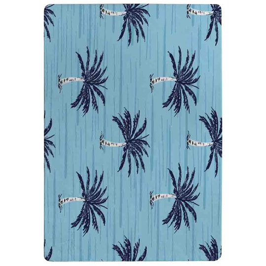Frey Palm Trees on Designer Shaggy Light Blue/Navy Rug