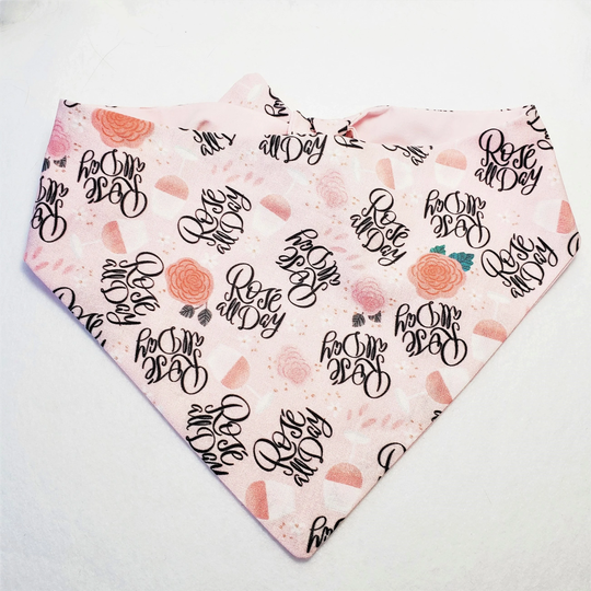 Rose All Day Bandana, Girly Dog Wine Handkerchief, Girl Accessory Bandana Wrap, Fabric