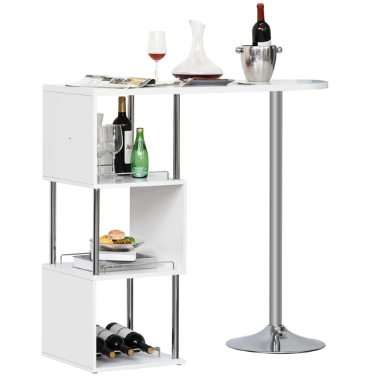 HOMCOM Modern Bar Table Accent Console Serving Buffet with 3-bottle Wine Rack & Side Storage Shelf | Aosom Ireland