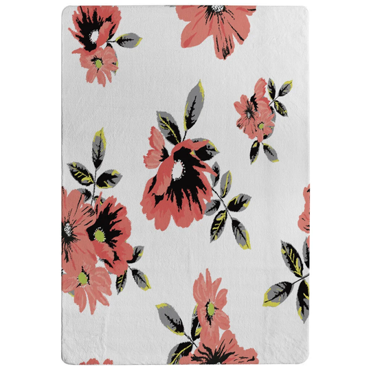 Galvan Flowers Designer Shaggy Pink/Black/Grey Rug