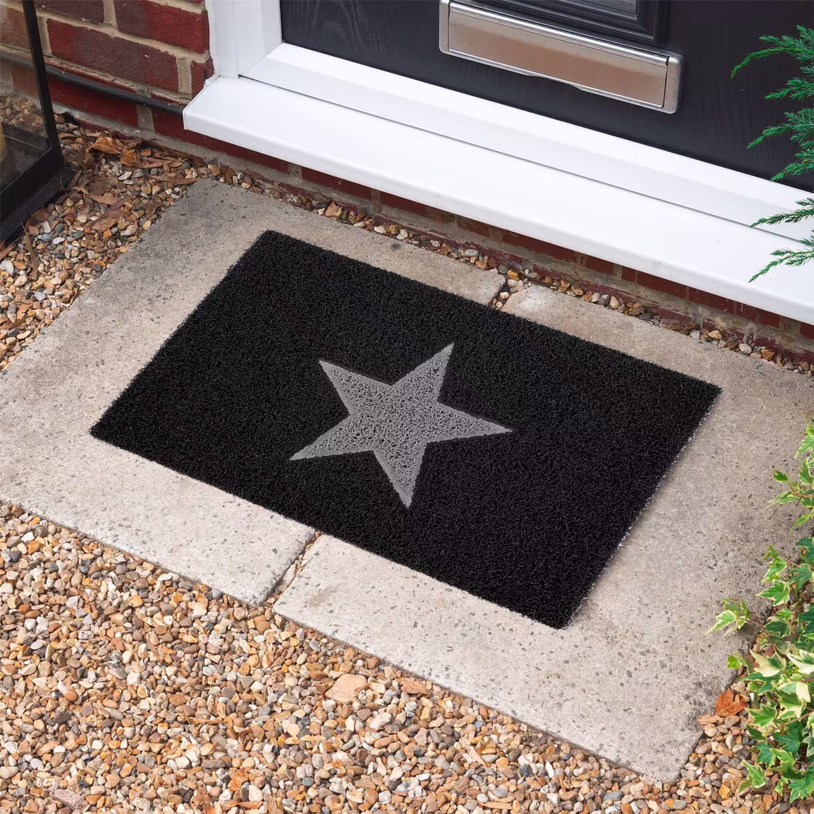 Star Inlay Door Mat|Black + Grey Star|Entrance Barrier Dirt-Trapper Floor Doormat|Housewarming Gift|Home Front Decor|Indoor Use|3 Sizes
