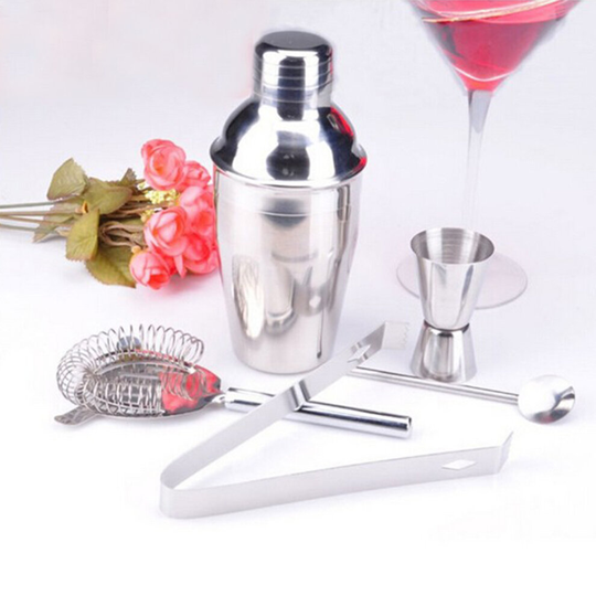 Manhattan Stainless Steel 5 Piece Cocktail Shaker Drinks Bar Set Uk