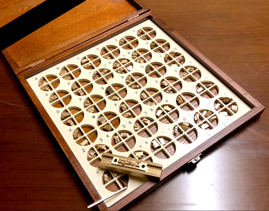 Brass Stamp Alphabet Number Storage Case, Letter Stamps Wood Box