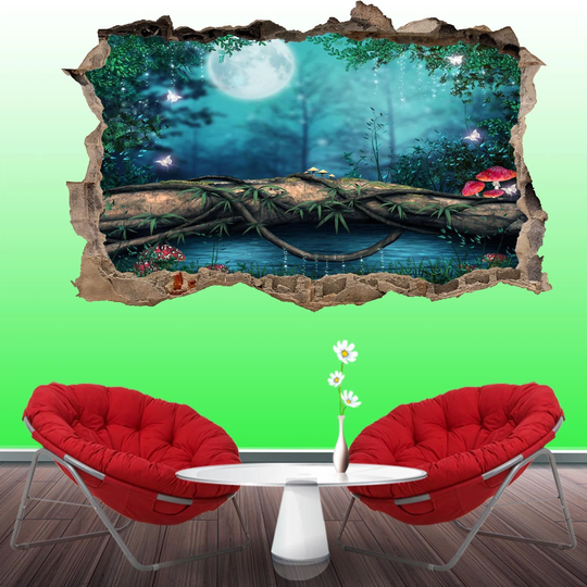 Fantasy Moonlight Enchanted Forest Wall Sticker Mural Poster Decal Room Office Nursery Decor Id26256