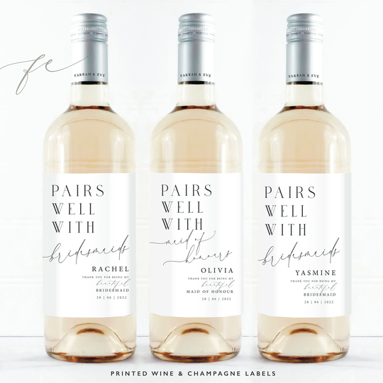 Pairs Well With Bridesmaid Thank You Wine Label | Will Be My Gift You For Being My Labels Few26