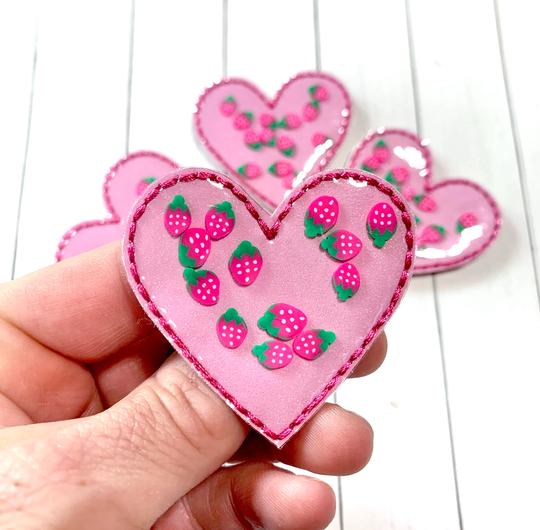 Strawberry Heart Feltie, Strawberries Feltie Embellishment, Berry Berries Confetti Shaker Fruit Food