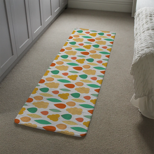 Lovette Decorative Leaves Designer Shaggy Orange/Green/Yellow Rug