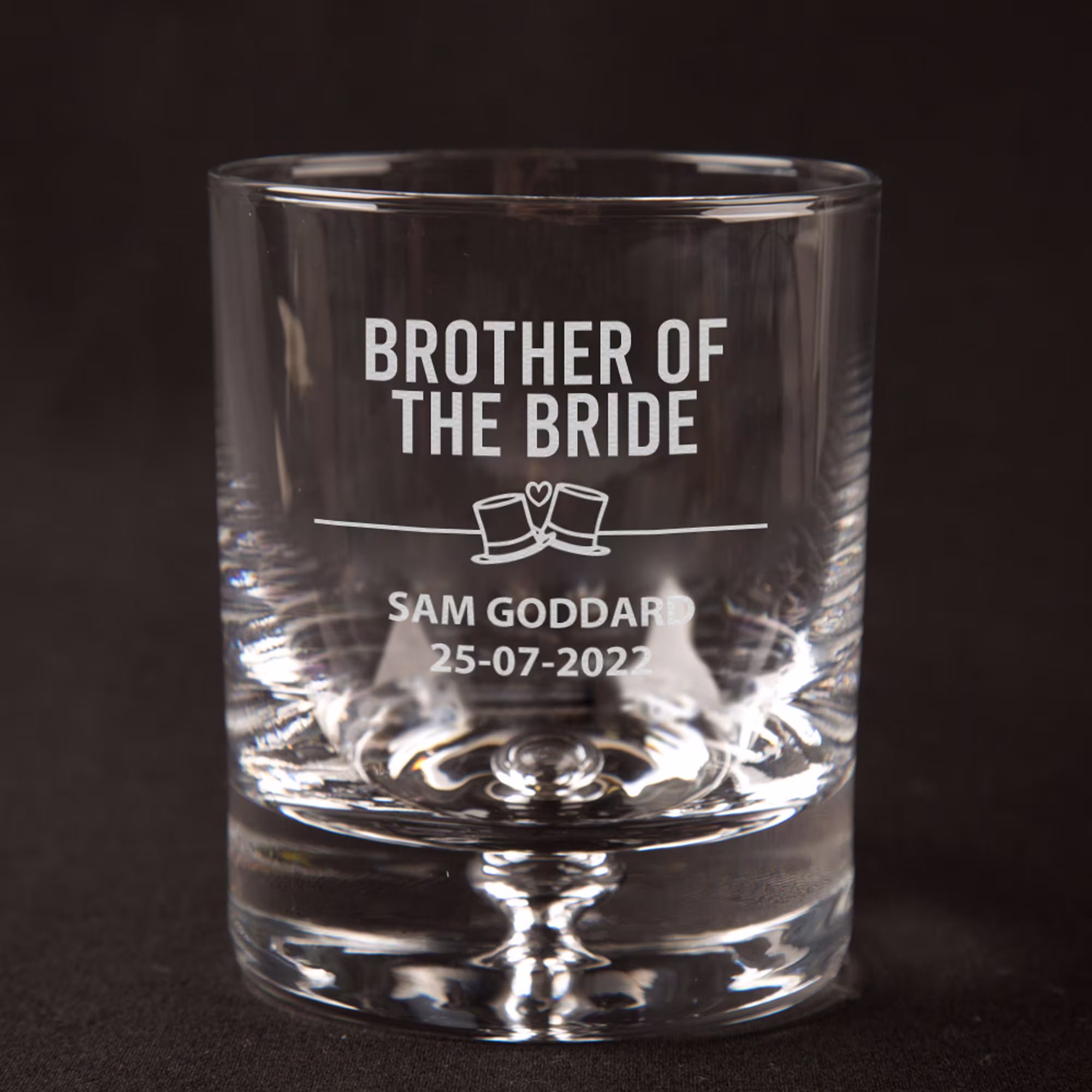 Brother Of The Bride/Groom Name & Date Personalised Engraved Whisky Tumbler | 10 3/4 UK Oz Wedding Party Gift Dishwasher Safe Glass