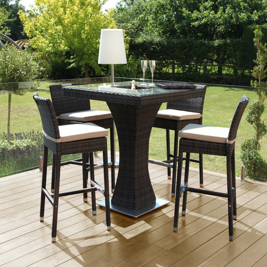 Mcdonagh 4 Seat Square Rattan Bar Set - with Ice Bucket