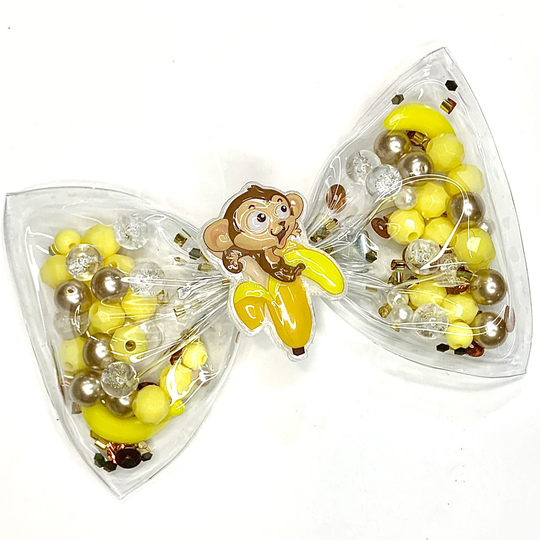 Girls Shaker Hair Bow - Banana Monkey