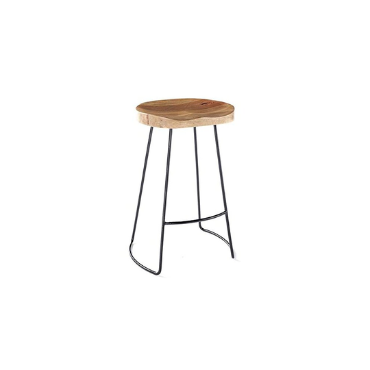 Solid Hard Wood Black Metal Frame Pub Kitchen Cafe Breakfast Bar Stool 70cm High