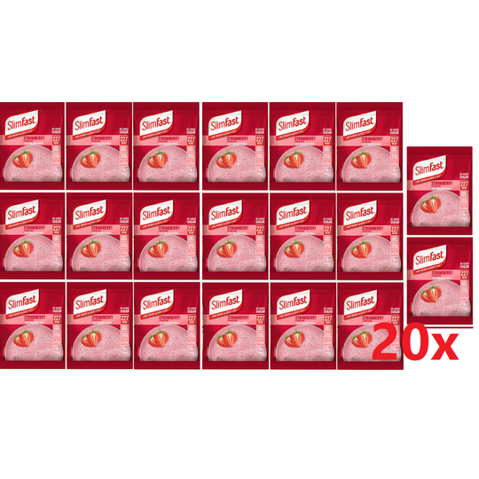 Slimfast Strawberry Flavour Shake Sachets 227 Calories 20x 37.5g BEST BEFORE AUGUST 2022