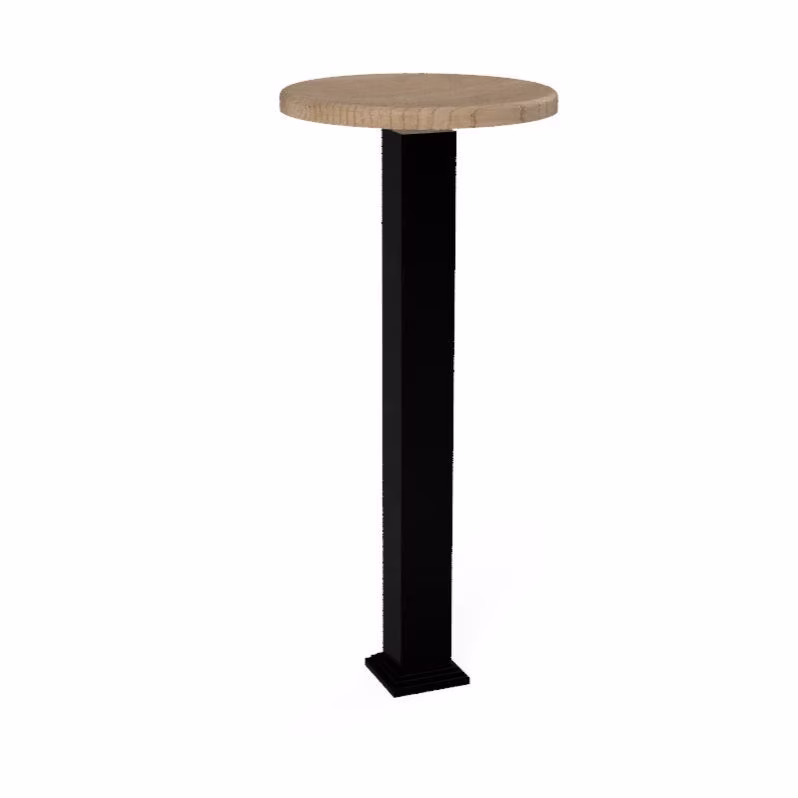 Modern Metal Pedestal Stool - Bolt Down Bar Patio Furniture Wood Seat Farmhouse Rustic Industrial