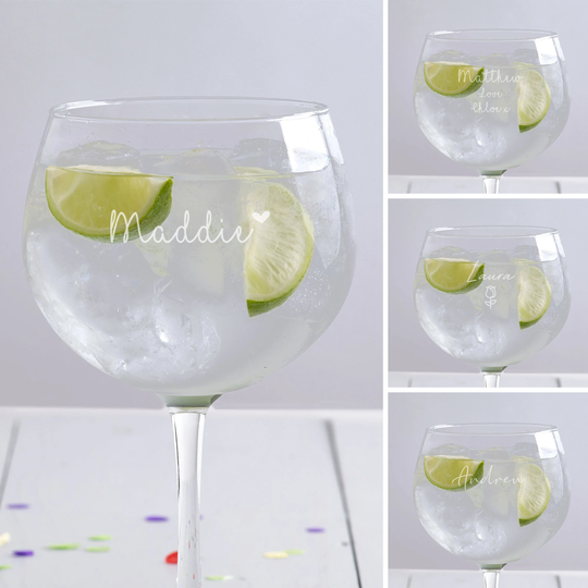 Personalised Gin Glass | Engraved & Tonic Balloon Birthday Gift Christmas For Him Or Her