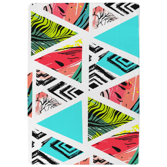 Gardner Tropical Palm Leaves Designer Shaggy Pink/Blue/Green Rug