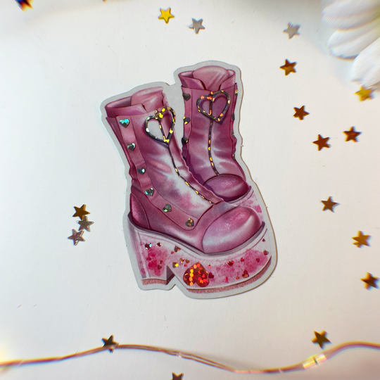 Galentines Boots, Sparkly Sticker, Hailiiz