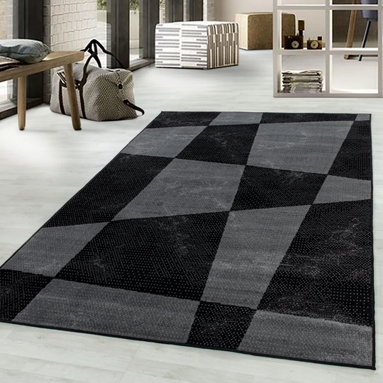 Leavy Flatweave Black/Grey Rug