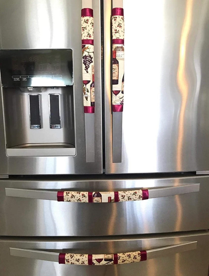 Refrigerator Door Handle Covers Set Of Four Wine Vineyard Theme 13" L X 5