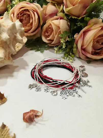 Anklet, Beach Ankle Bracelet, Beaded Silver Charm Adjustable Festival Summer Boho