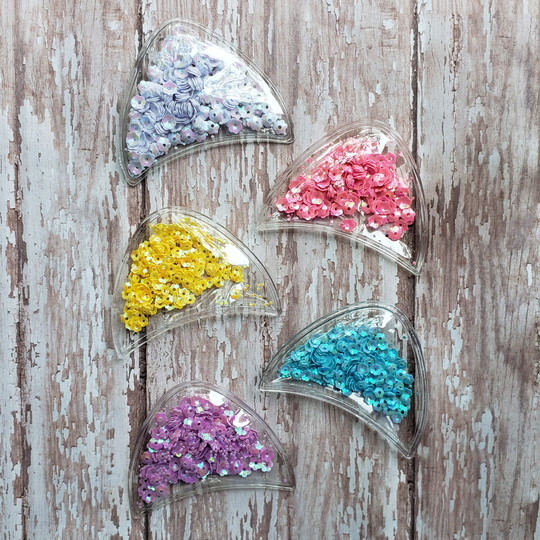 Set Of Two Large Ear Shakers Open Center Flower Confetti Six Color Options Multi Crystals Hardware/Clips Not Included