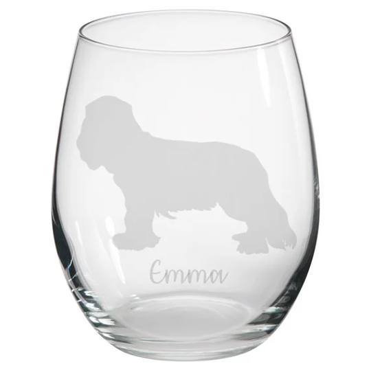 Personalised King Charles Cavalier Engraved Stemless Glass, Spaniel Dog Gift, Owner Gifts For Him