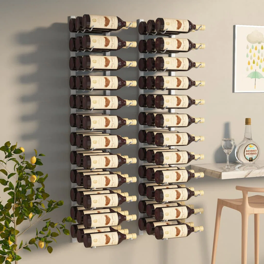 Belfry Kitchen Wall Mounted Wine Rack For 36 Bottles 2 Pcs White Iron