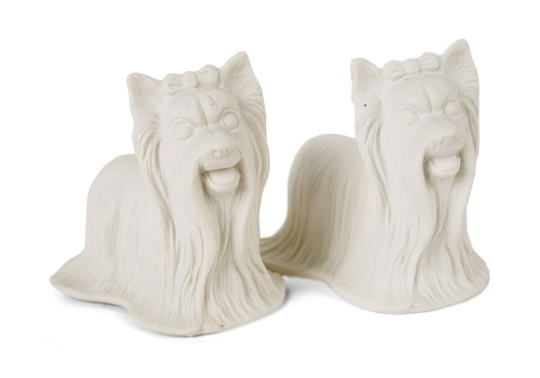 Yorkshire Terrier Handmade Unpainted Ceramics Cruet Set Mini Unglazed | 6cm X 8cm