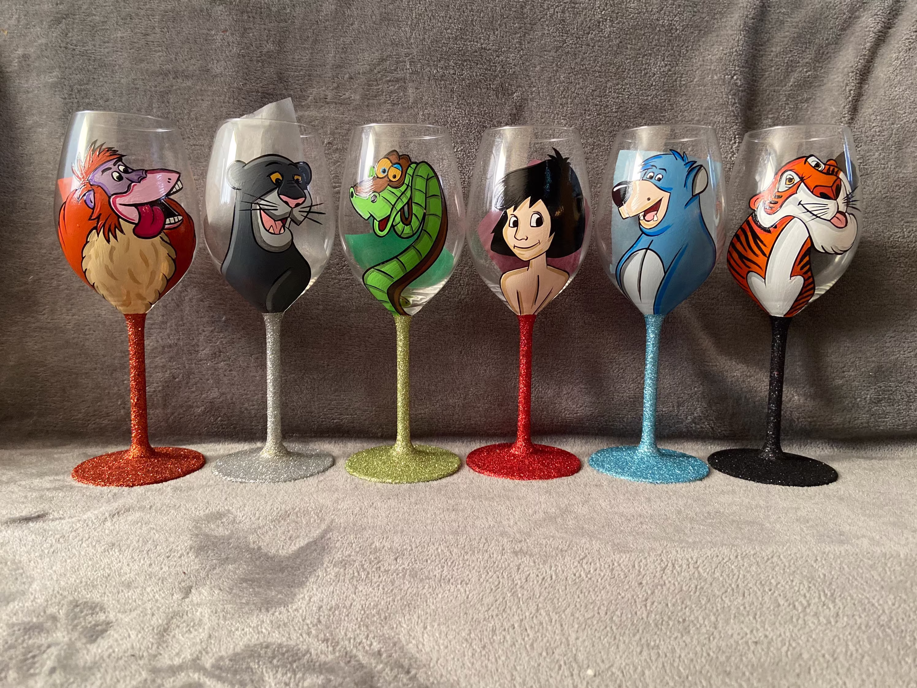 Jungle Book Handpainted Wine Glass