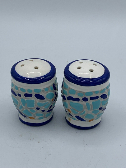 Vintage Salt & Pepper Shakers - Mosaic Look Beachy Personal S&p Size, 4 Sets Great For An Outdoor Summer Party