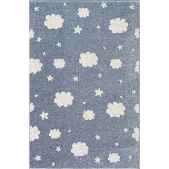 Geometric Machine Woven Blue/White Area Rug